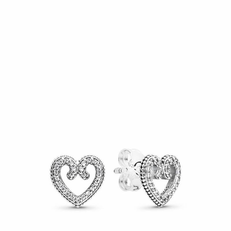 Pandora Australia Heart Swirls Stud Earrings - Sterling Silver | FQATYN843